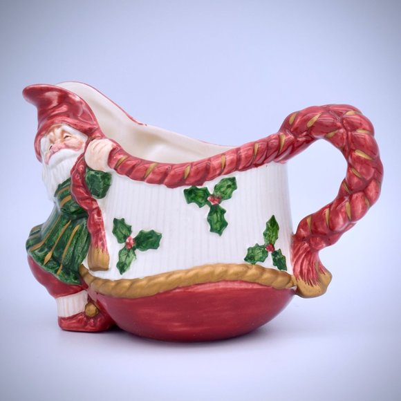 Fitz & Floyd Vintage Old World Elf Creamer Sugar Bowl Set Earthenware Christmas - Picture 2 of 16